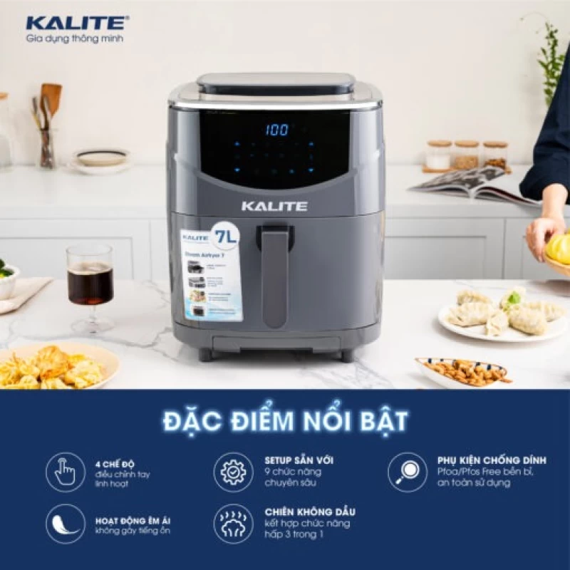 Nồi chiên hơi nước KALITE STEAM 7 chiên hấp 2 trong 1, 7 lít - Hình ảnh 7 KALITE