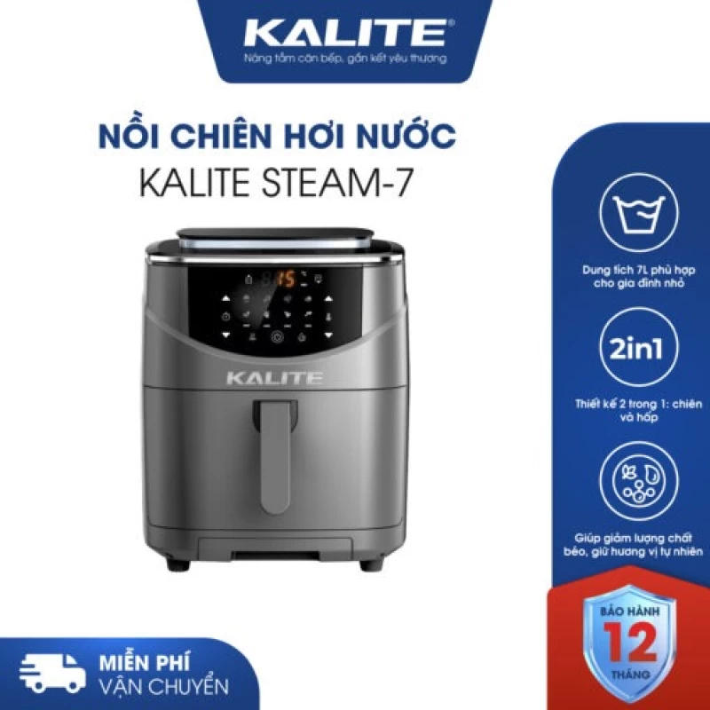 Nồi chiên hơi nước KALITE STEAM 7 chiên hấp 2 trong 1, 7 lít - Hình ảnh 2 KALITE