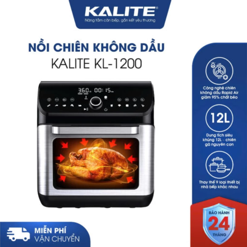 Nồi chiên không dầu KALITE KL-1200 12L giảm 95% chất béo - Hình ảnh 2 KALITE