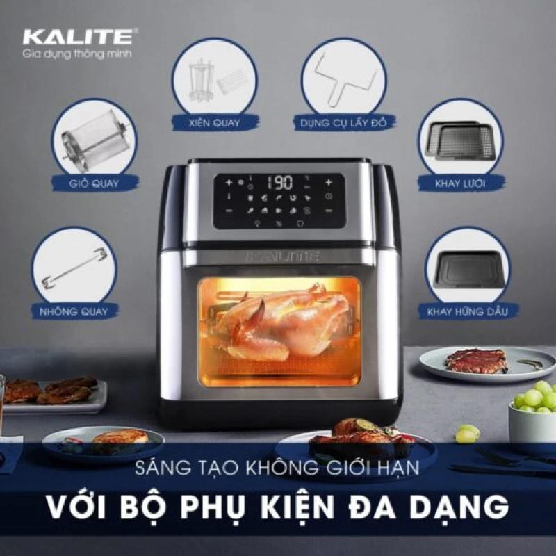 Nồi chiên không dầu KALITE Q10 10 lít, trục xiên quay, nhiều phụ kiện - Hình ảnh 4 KALITE