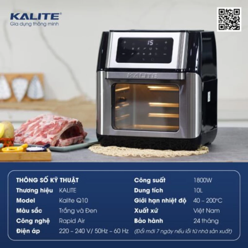 Nồi chiên không dầu KALITE Q10 10 lít, trục xiên quay, nhiều phụ kiện - Hình ảnh 2 KALITE