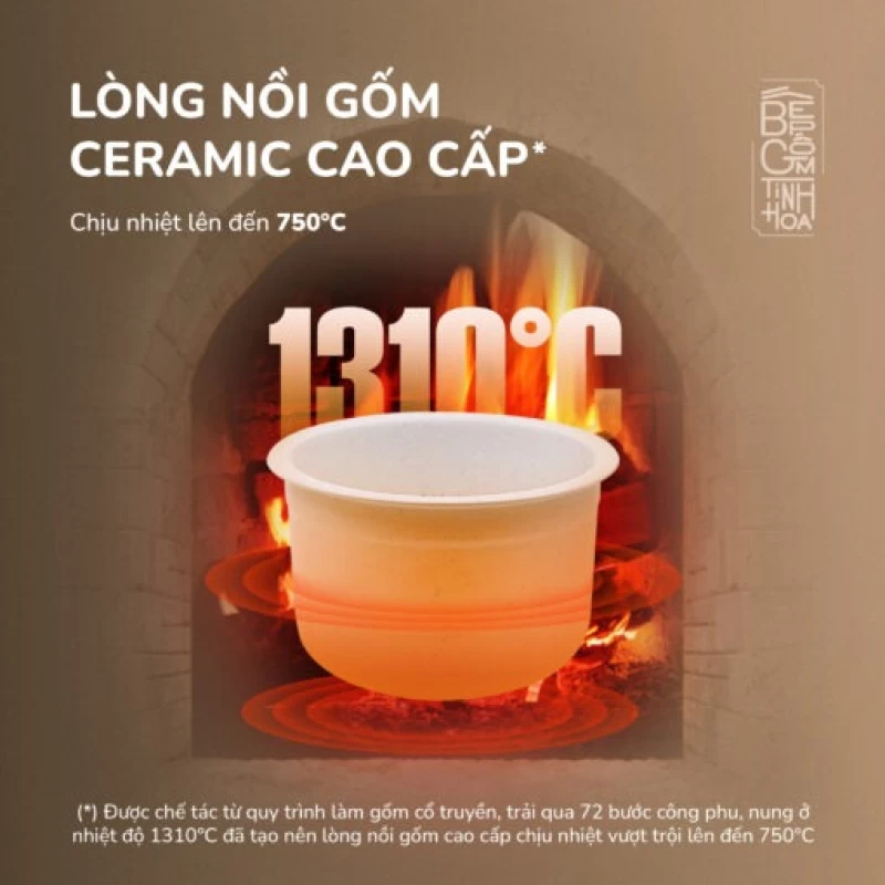 Nồi cơm điện lòng gốm cao cấp UNIE URC818, chống dính tự nhiên, dung tích 1,8L - Hình ảnh 6 UNIE