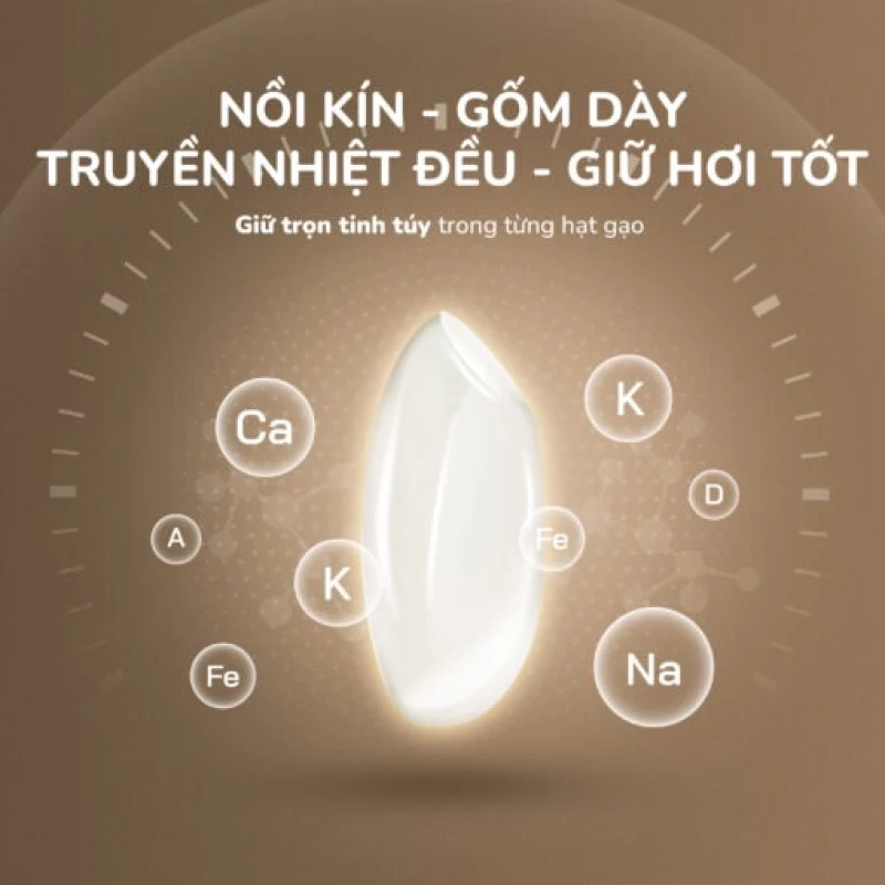Nồi cơm điện lòng gốm cao cấp UNIE URC818, chống dính tự nhiên, dung tích 1,8L - Hình ảnh 11 UNIE
