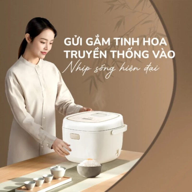 Nồi cơm điện lòng gốm cao cấp UNIE URC818, chống dính tự nhiên, dung tích 1,8L - Hình ảnh 2 UNIE