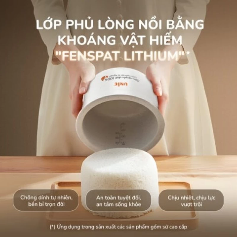 Nồi cơm điện lòng gốm cao cấp UNIE URC818P, Có chế độ cơm cháy độc đáo - Hình ảnh 4 UNIE