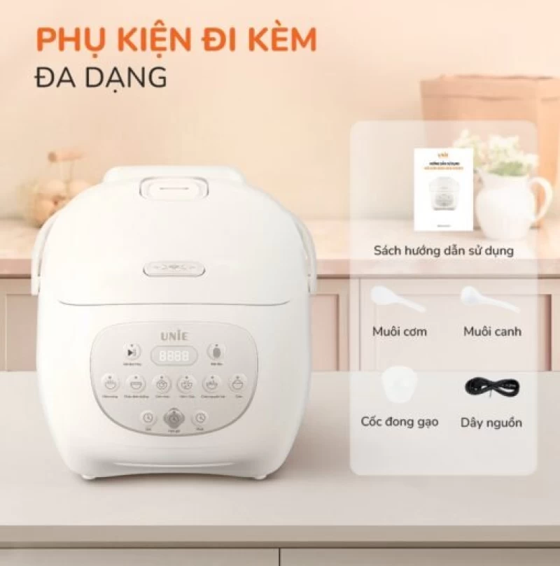 Nồi cơm điện lòng gốm tự nhiên UNIE URC815 nấu cơm cháy giòn tan, dung tích 1,5L, hẹn giờ nấu 24 tiếng - Hình ảnh 9 UNIE