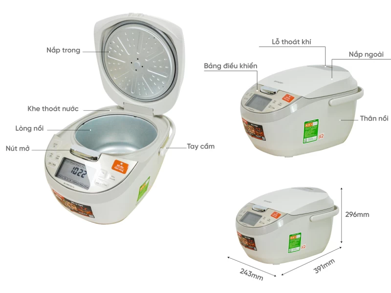 Nồi cơm điện tử Sharp 1.8 lít KS-COM193EV-GL - Hình ảnh 3 SHARP