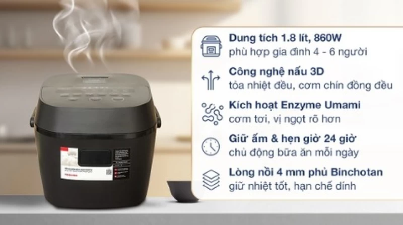 Nồi Cơm Điện Tử Toshiba RC-18DR5UVN(H) - Hình ảnh 7 TOSHIBA