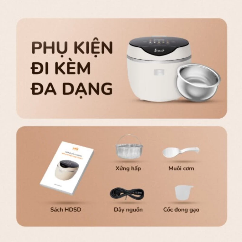 Nồi cơm điện tử UNIE URC612 , nấu cơm giảm đường, lòng nồi inox, dung tích 1,2L - Hình ảnh 17 UNIE