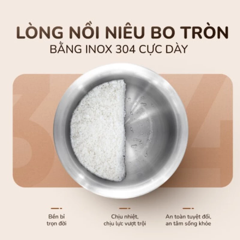 Nồi cơm điện tử UNIE URC612 , nấu cơm giảm đường, lòng nồi inox, dung tích 1,2L - Hình ảnh 7 UNIE