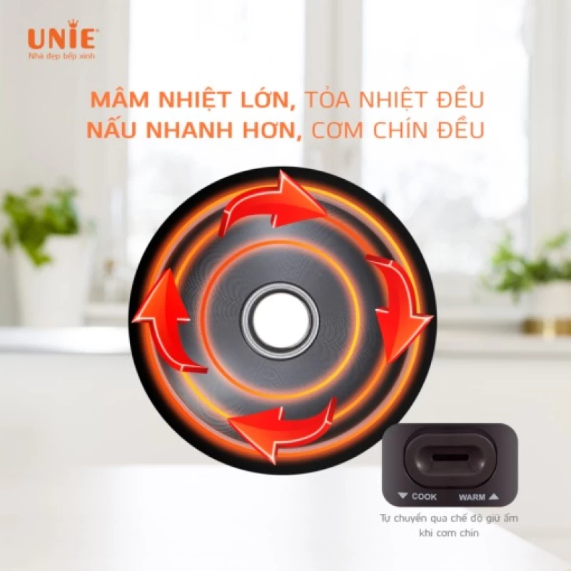 Nồi cơm điện UNIE UE-626 dung tích 1.8L, công suất 700W, lòng nồi chống dính 5 lớp - Hình ảnh 5 UNIE