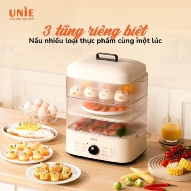 Nồi hấp UNIE UE560 dung tích lớn 18L, 3 tầng hấp, 12 tính năng tiện lợi - Hình ảnh 4 UNIE