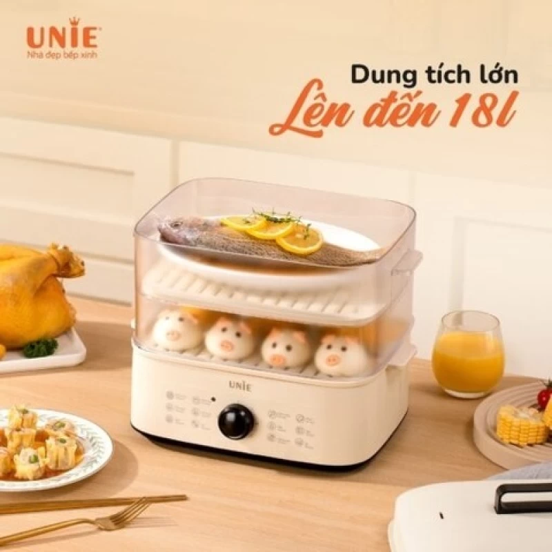 Nồi hấp UNIE UE560 dung tích lớn 18L, 3 tầng hấp, 12 tính năng tiện lợi - Hình ảnh 5 UNIE