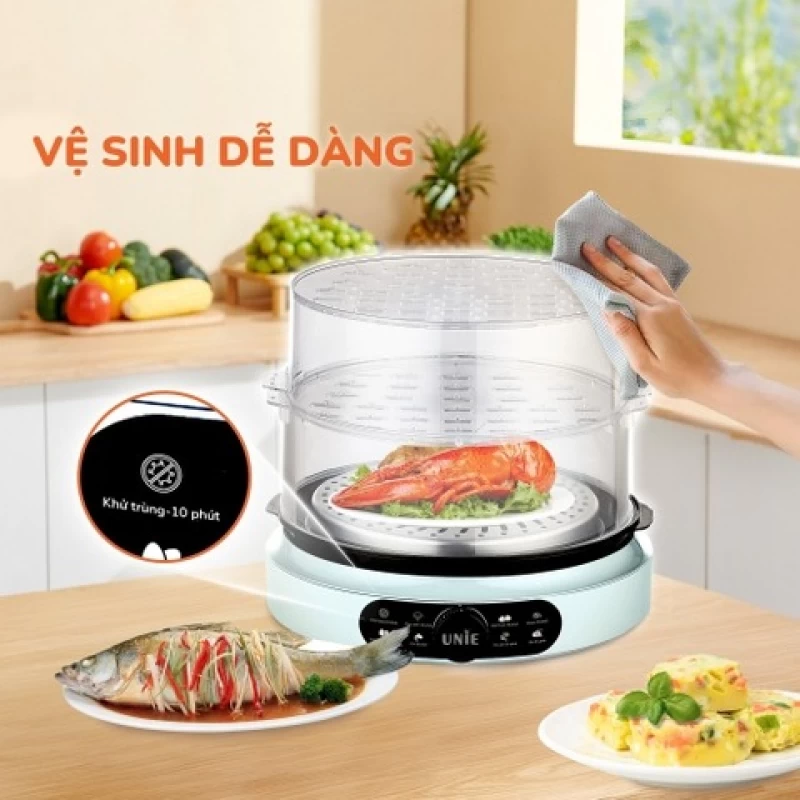 Nồi hấp Unie UE680 dung tích lớn 15L, 3 tầng hấp, gợi ý thời gian hấp - Hình ảnh 4 UNIE