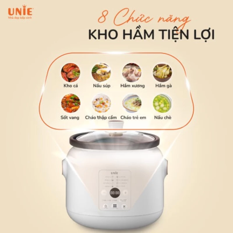 Nồi kho hầm chuyên dụng UNIE USC208 dung tích 2L, lòng nồi gốm Ceramic, hẹn giờ 24 tiếng - Hình ảnh 3 UNIE