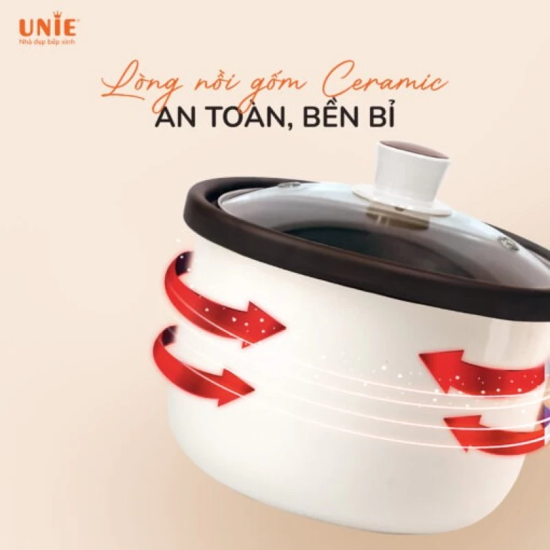 Nồi kho hầm chuyên dụng UNIE USC208 dung tích 2L, lòng nồi gốm Ceramic, hẹn giờ 24 tiếng - Hình ảnh 6 UNIE