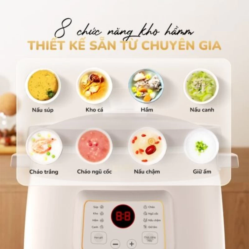 Nồi kho hầm đa năng UNIE USC308 dung tích 3L, lòng nồi gốm tử sa, 8 chức năng kho hầm - Hình ảnh 2 UNIE