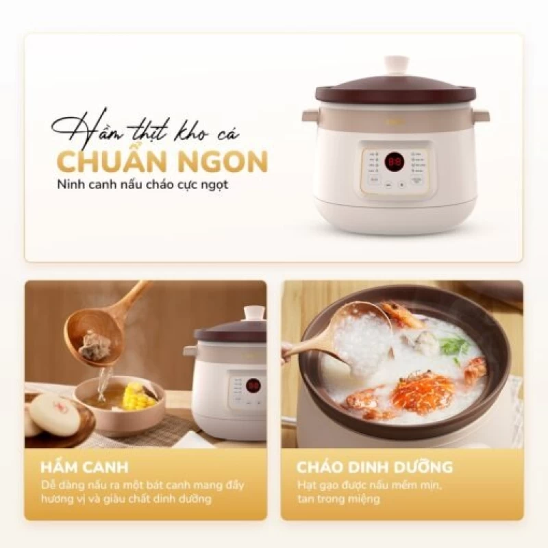 Nồi kho hầm đa năng UNIE USC308 dung tích 3L, lòng nồi gốm tử sa, 8 chức năng kho hầm - Hình ảnh 1 UNIE