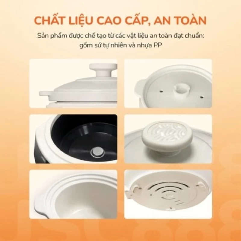 Nồi kho hầm dưỡng sinh 5 in 1 UNIE USC888, nắp sứ kép cao cấp – giữ nhiệt, khóa ẩm bằng vi áp suất - Hình ảnh 3 UNIE
