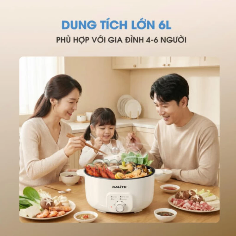 Nồi lẩu đa năng KALITE KL568 Elegant, dung tích 6L, công suất 2000W - Hình ảnh 2 KALITE