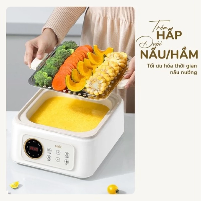 Nồi lẩu hấp đa năng UNIE UE668 dung tích 10L, lòng nồi chống dính Ceramic, 8 chức năng nấu tự động - Hình ảnh 3 UNIE