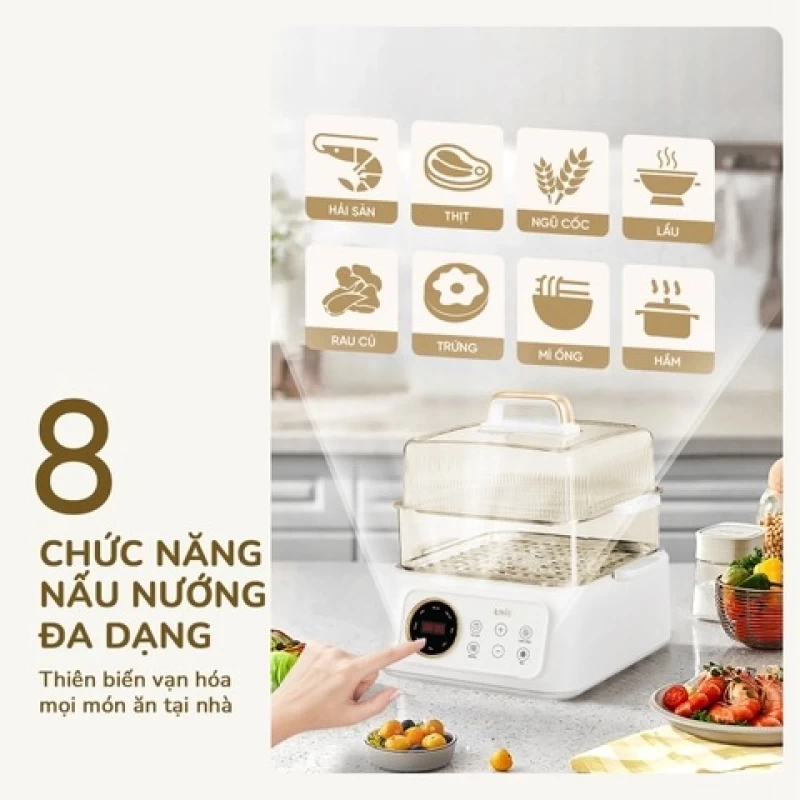 Nồi lẩu hấp đa năng UNIE UE668 dung tích 10L, lòng nồi chống dính Ceramic, 8 chức năng nấu tự động - Hình ảnh 5 UNIE