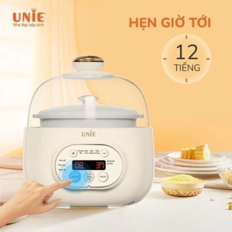 Nồi nấu chậm UNIE USC102W hẹn giờ 12 tiếng, 4 chế độ nấu tiện lợi, thố bằng gốm Ceramic cao cấp - Hình ảnh 1 UNIE