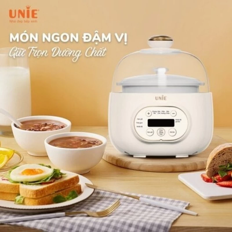 Nồi nấu chậm UNIE USC102W hẹn giờ 12 tiếng, 4 chế độ nấu tiện lợi, thố bằng gốm Ceramic cao cấp - Hình ảnh 3 UNIE