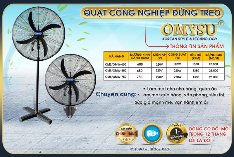 Quạt Công Nghiệp Đứng Omysu OMS-600 - Hình ảnh 1 OMYSU