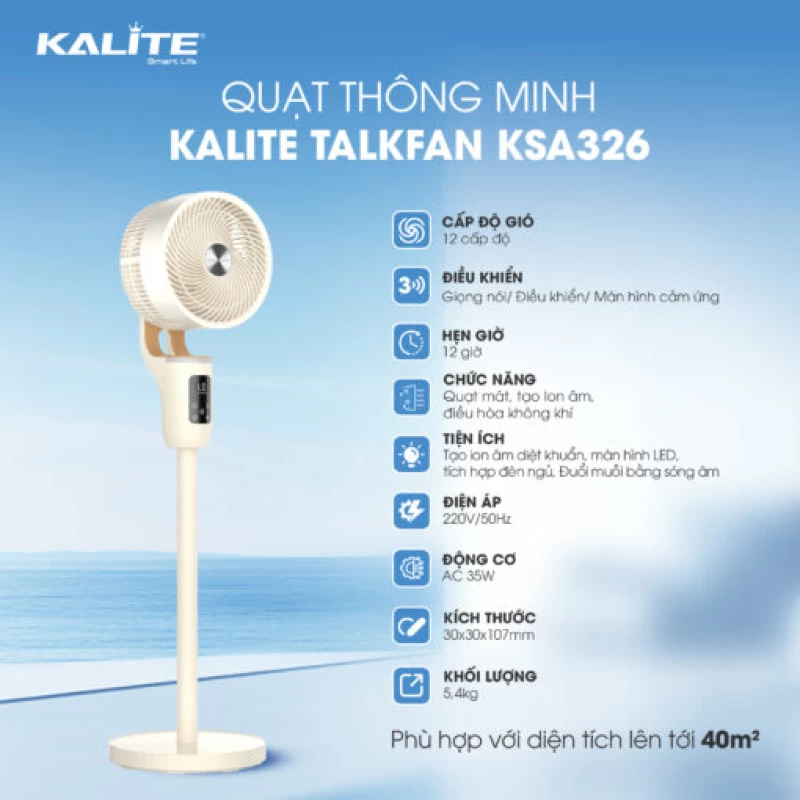 Quạt thông minh điều khiển giọng nói Kalite TalkFan KSA326 - Hình ảnh 10 KALITE