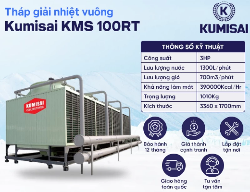 Tháp giải nhiệt vuông Kumisai KMS 100RT - Hình ảnh 1 KUMISAI