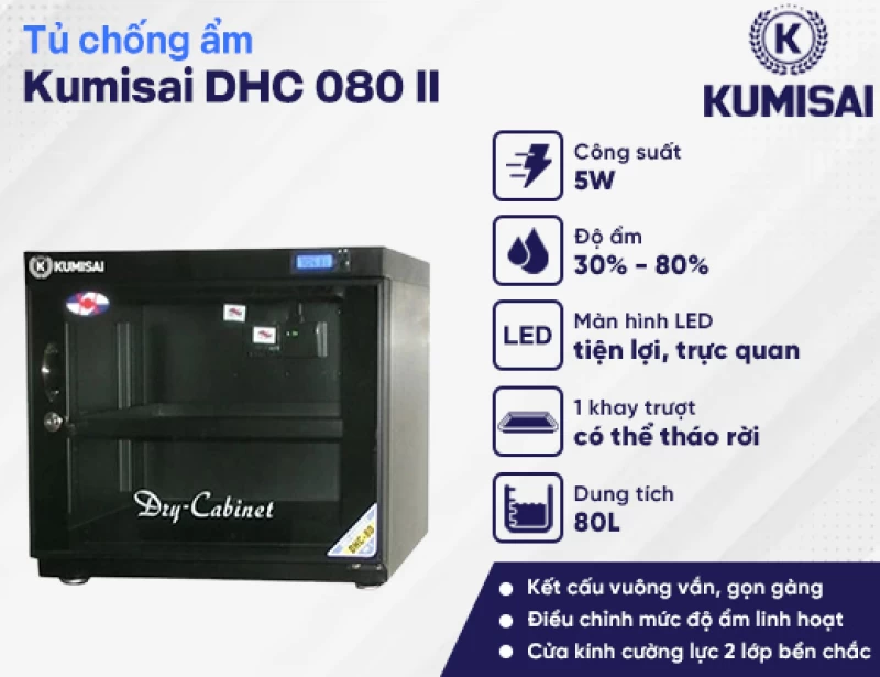 Tủ chống ẩm Kumisai DHC 080 II - Hình ảnh 1 KUMISAI