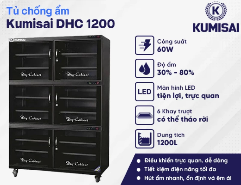 Tủ chống ẩm Kumisai DHC 1200 (1200 lít) - Hình ảnh 1 KUMISAI