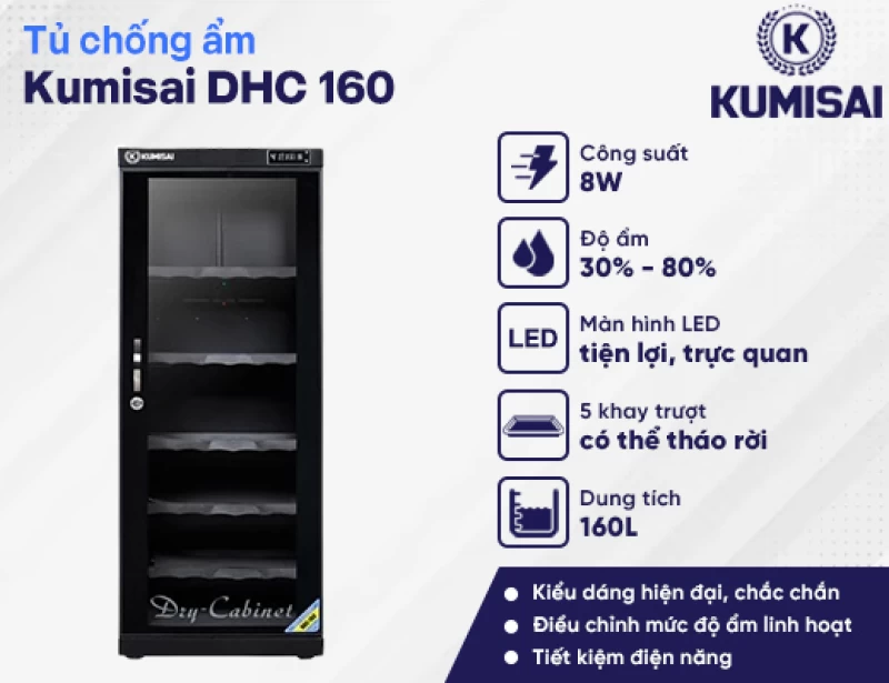 Tủ chống ẩm Kumisai DHC 160 - Hình ảnh 1 KUMISAI