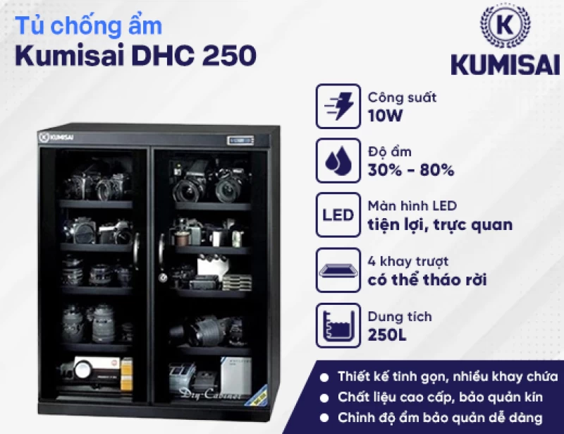 Tủ chống ẩm Kumisai DHC 250 - Hình ảnh 1 KUMISAI