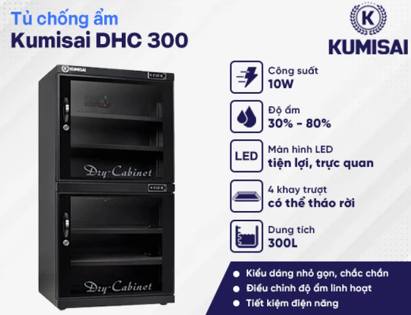 Tủ chống ẩm Kumisai DHC 300 - Hình ảnh 1 KUMISAI
