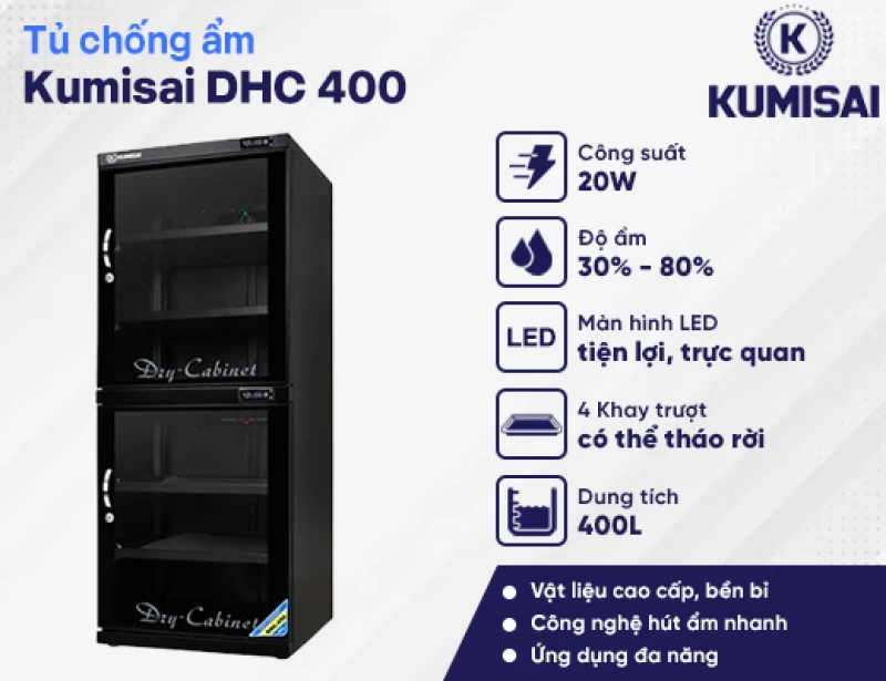 Tủ chống ẩm Kumisai DHC 400 - Hình ảnh 1 KUMISAI