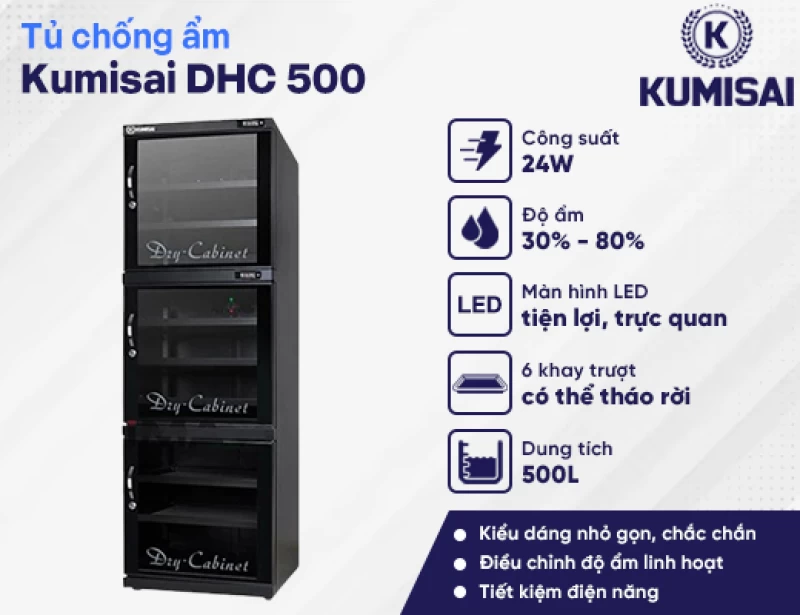 Tủ chống ẩm Kumisai DHC 500 - Hình ảnh 1 KUMISAI