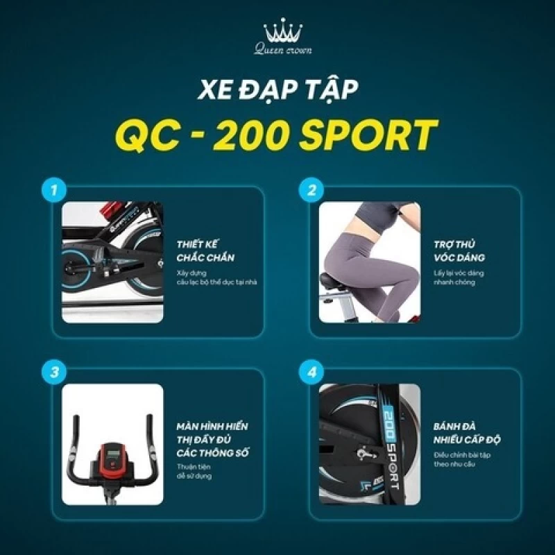 Xe đạp tập thể dục Queen Crown 200 Sport - Hình ảnh 5 QUEEN CROWN