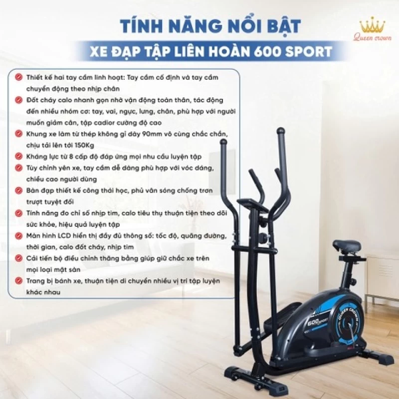 Xe đạp tập toàn thân Queen Crown QC 600 Sport - Hình ảnh 4 QUEEN CROWN
