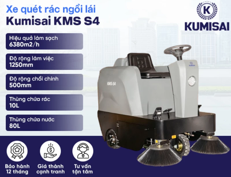 Xe quét đường ngồi lái Kumisai KMS S4 - Hình ảnh 2 KUMISAI