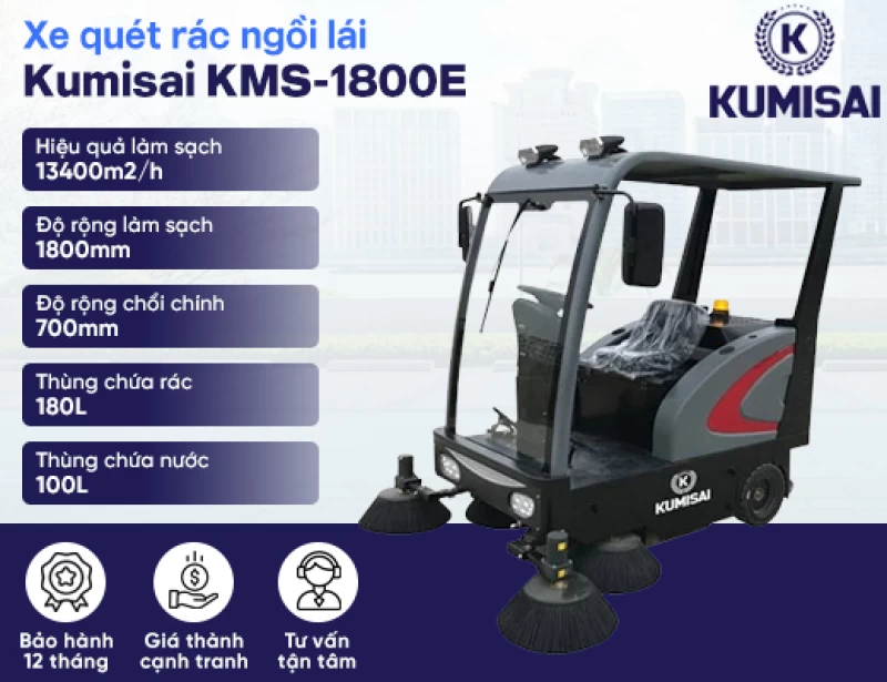 Xe quét rác công nghiệp ngồi lái Kumisai KMS-1800E - Hình ảnh 3 KUMISAI