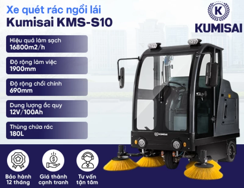Xe quét rác ngồi lái Kumisai KMS-S10 - Hình ảnh 1 KUMISAI